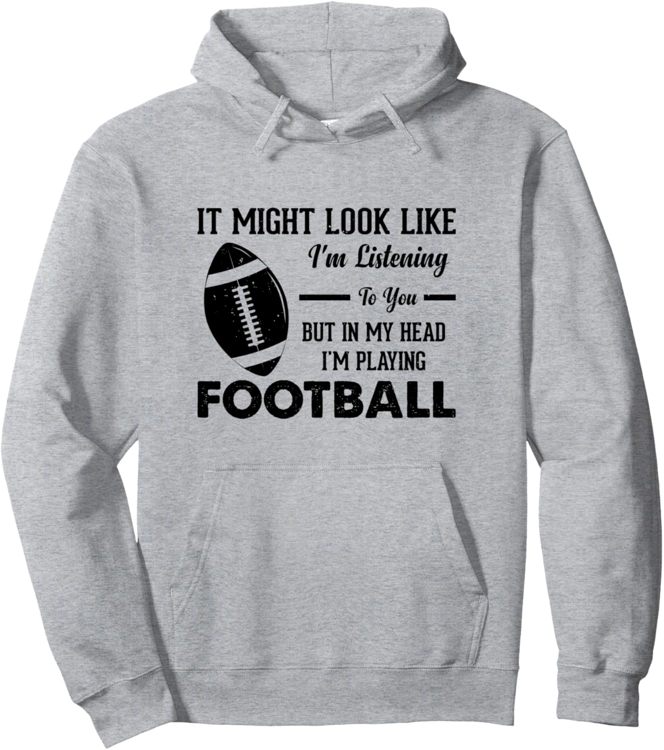 

Американский футбол - Но в моей голове я играю в футбол (толстовка с капюшоном) Funny American Football Quotes, серый