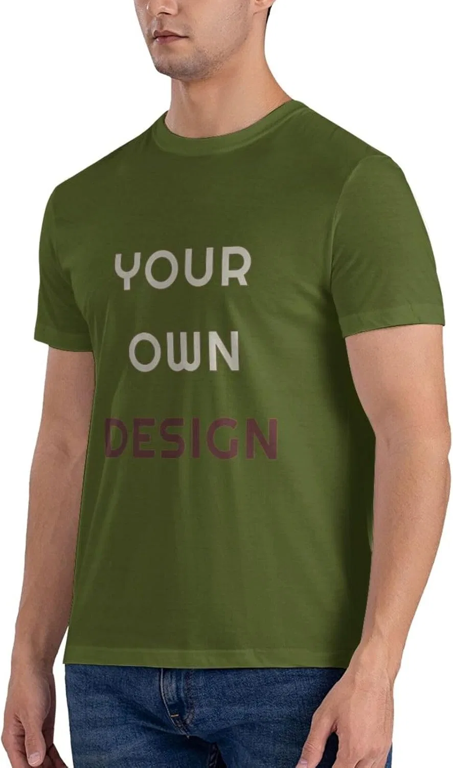 Футболка хлопковая Customizable T Shirts для мужчин, Moss Green — фото 4