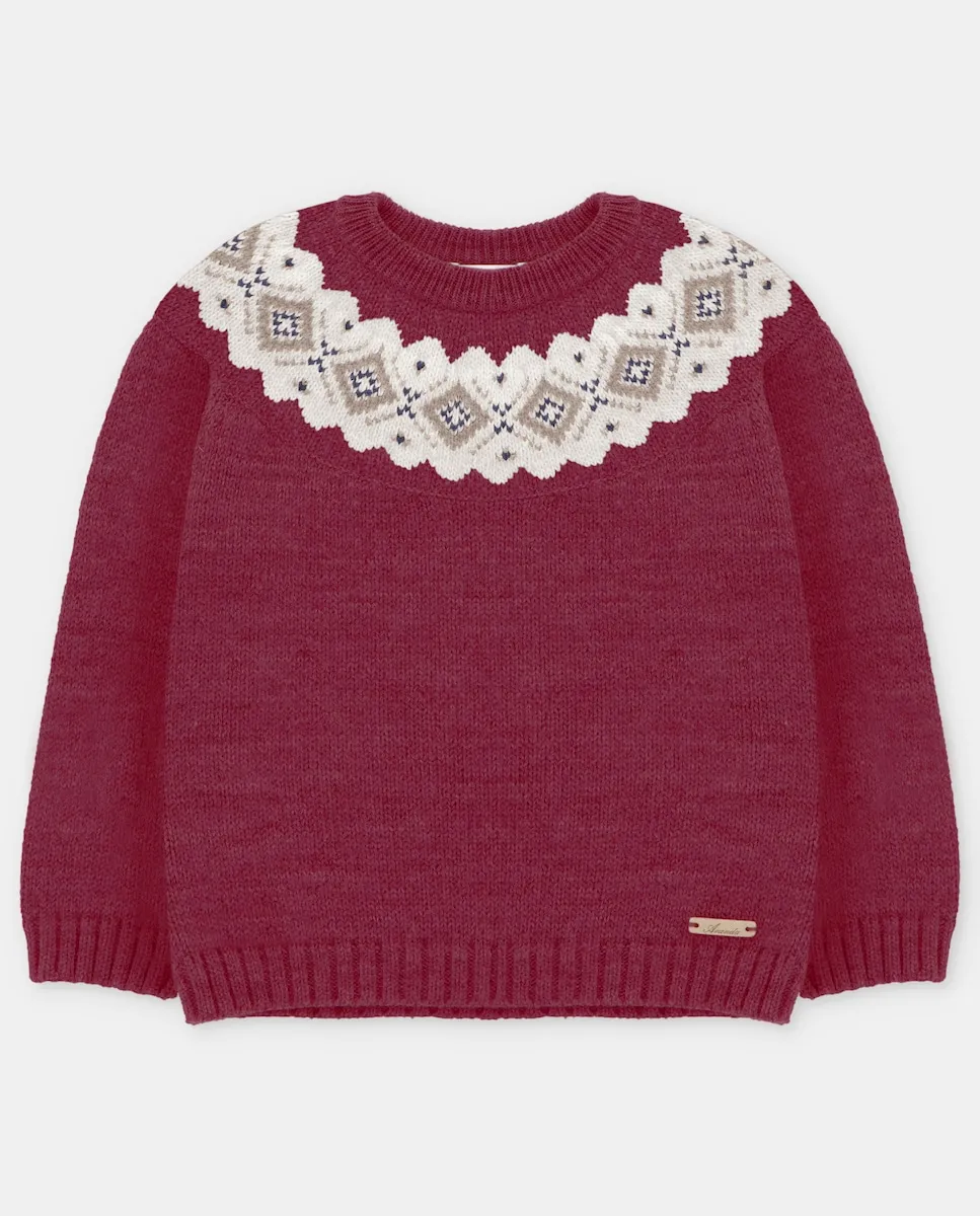 

Детский джемпер с контрастной отделкой бордового цвета Martín Aranda