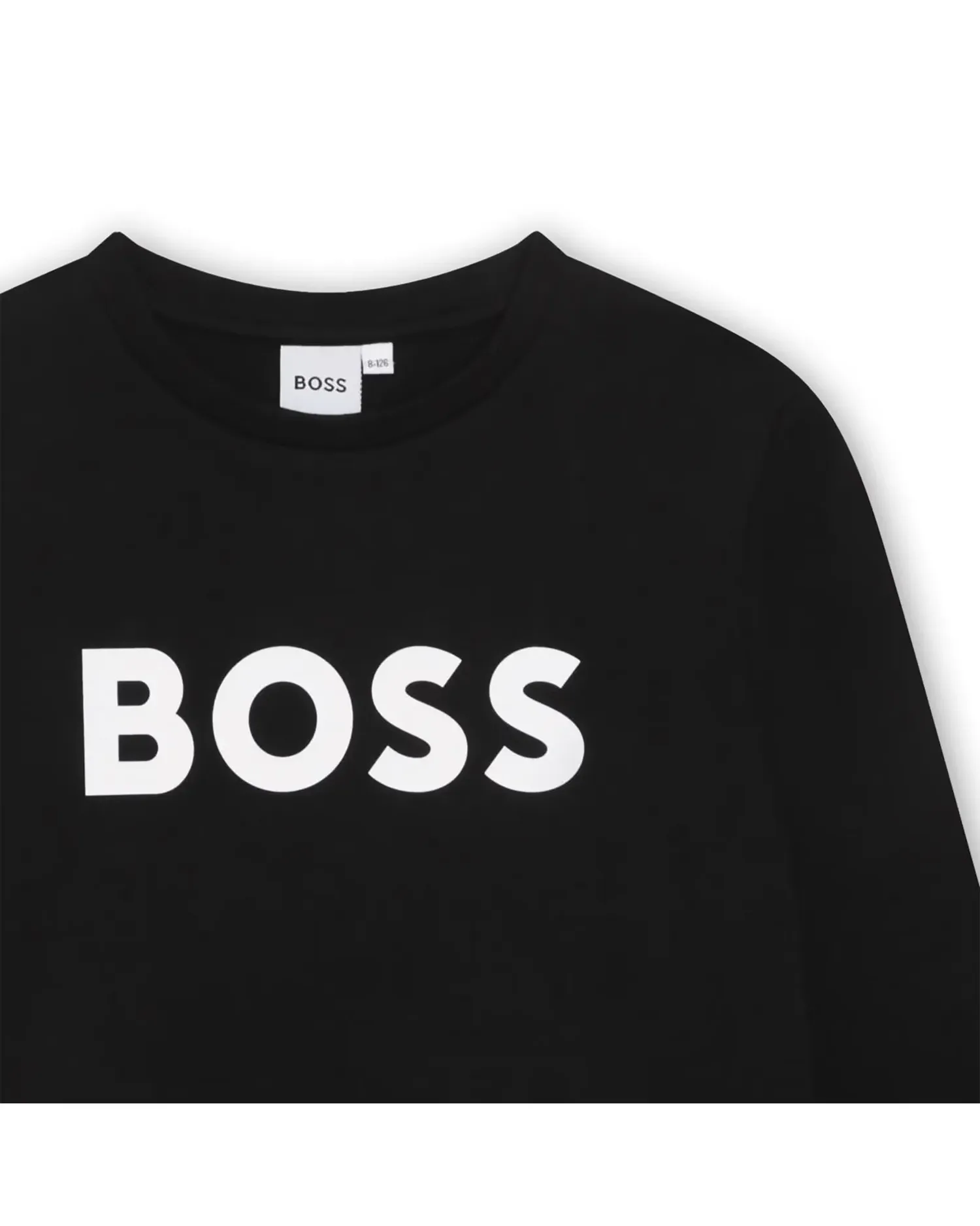 Детская длинносливная футболка с рисунком на передней части из хлопка BOSS Kidswear, черный — фото 2