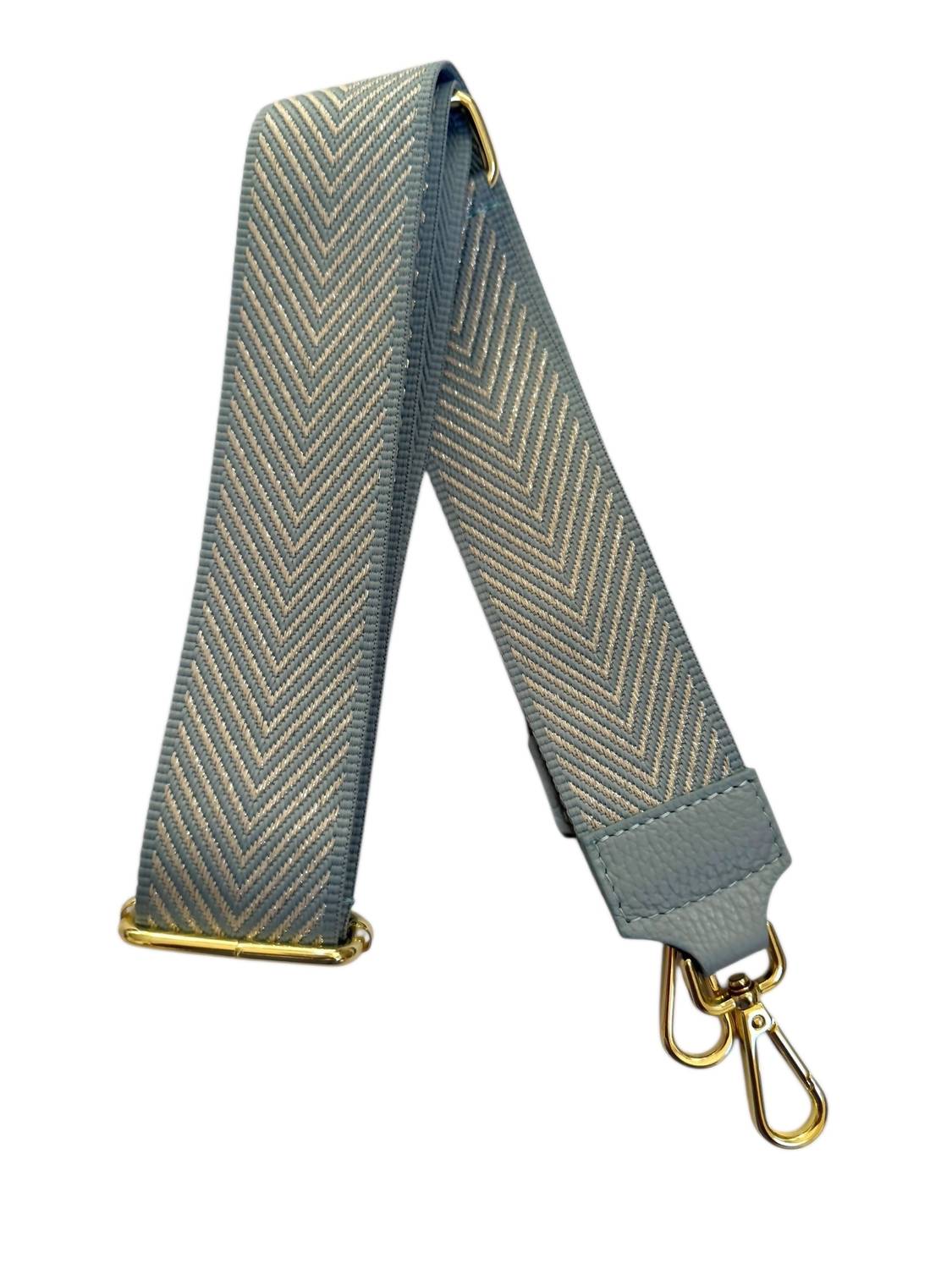 

Made in Italy Женский плетеный ремешок для сумки в виде гитары, небесно-голубого цвета с золотыми вставками