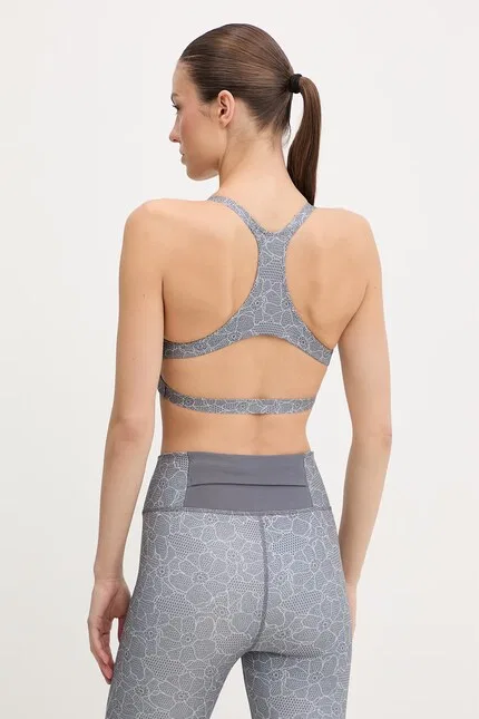 Спортивный бюстгальтер с цветочным принтом Adidas by Stella McCartney, серый — фото 3