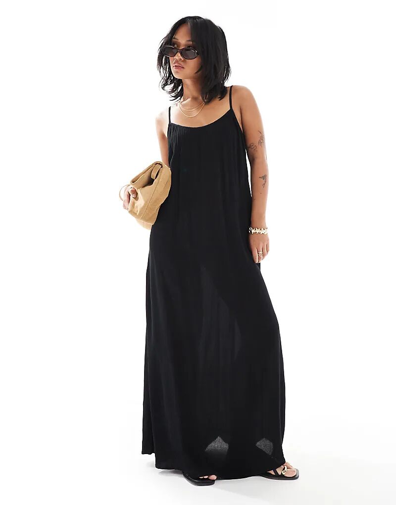 

Only Petite Фактурное платье макси ками черного цвета