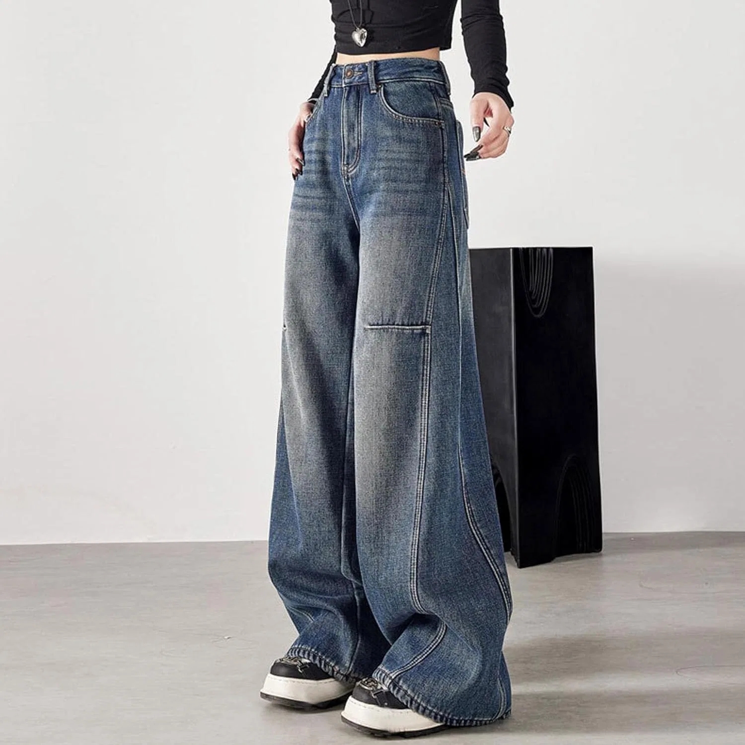 Джинсы свободные Y2K, Dark Blue — фото 2