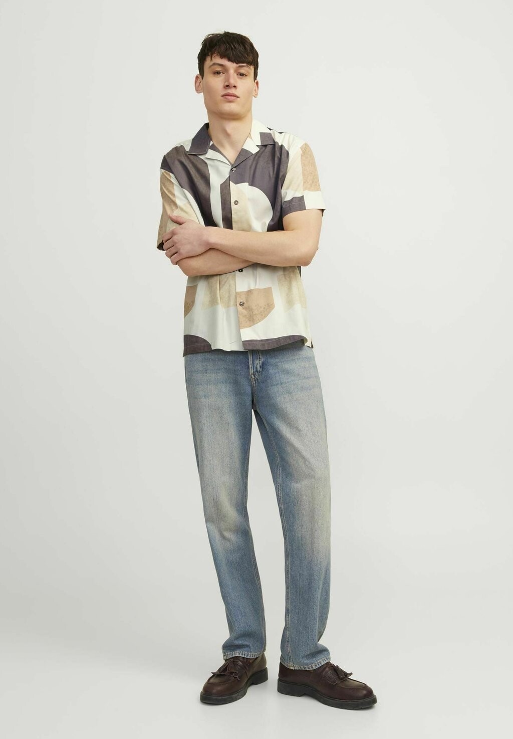 

Рубашка Jprblacarnaby Print Resort Jack & Jones, бежевый
