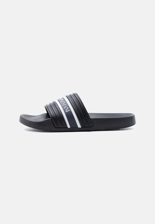 Мюли для водных горок с логотипом Emporio Armani, Black/Blue/White