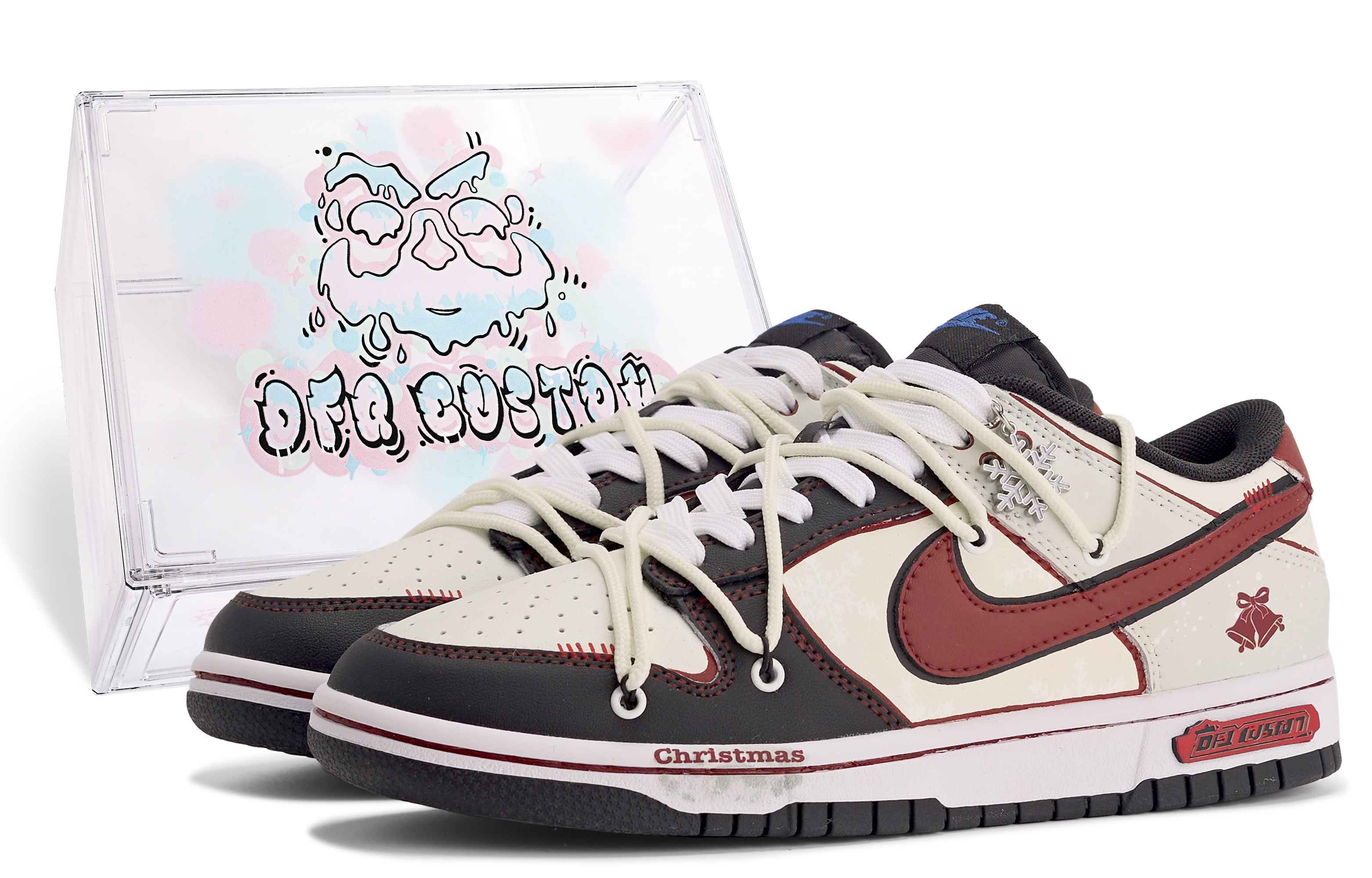 

Кроссовки Nike Dunk Skateboard Shoes Unisex Low-Top Beige Black/Red