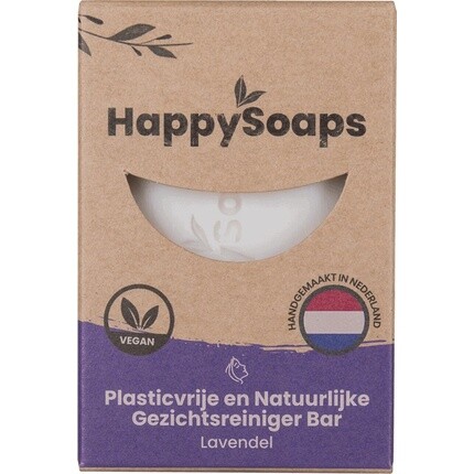 

Happysoaps Очищающее мыло для лица и средство для снятия макияжа — лаванда — универсальное и идеально подходит для чувствительной кожи — 100% без пластика, веганское и натуральное — 70 г