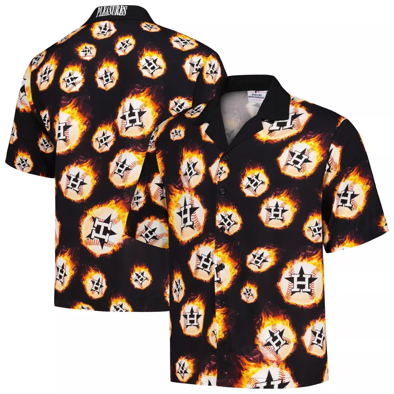 

Мужская черная рубашка на пуговицах Houston Astros Flame Fireball