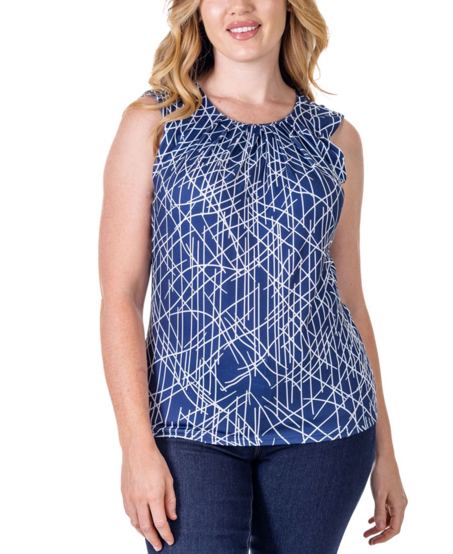 

Топ без рукавов с принтом, плиссированным круглым вырезом и застежкой на спине 24seven Comfort Apparel, Miscellane