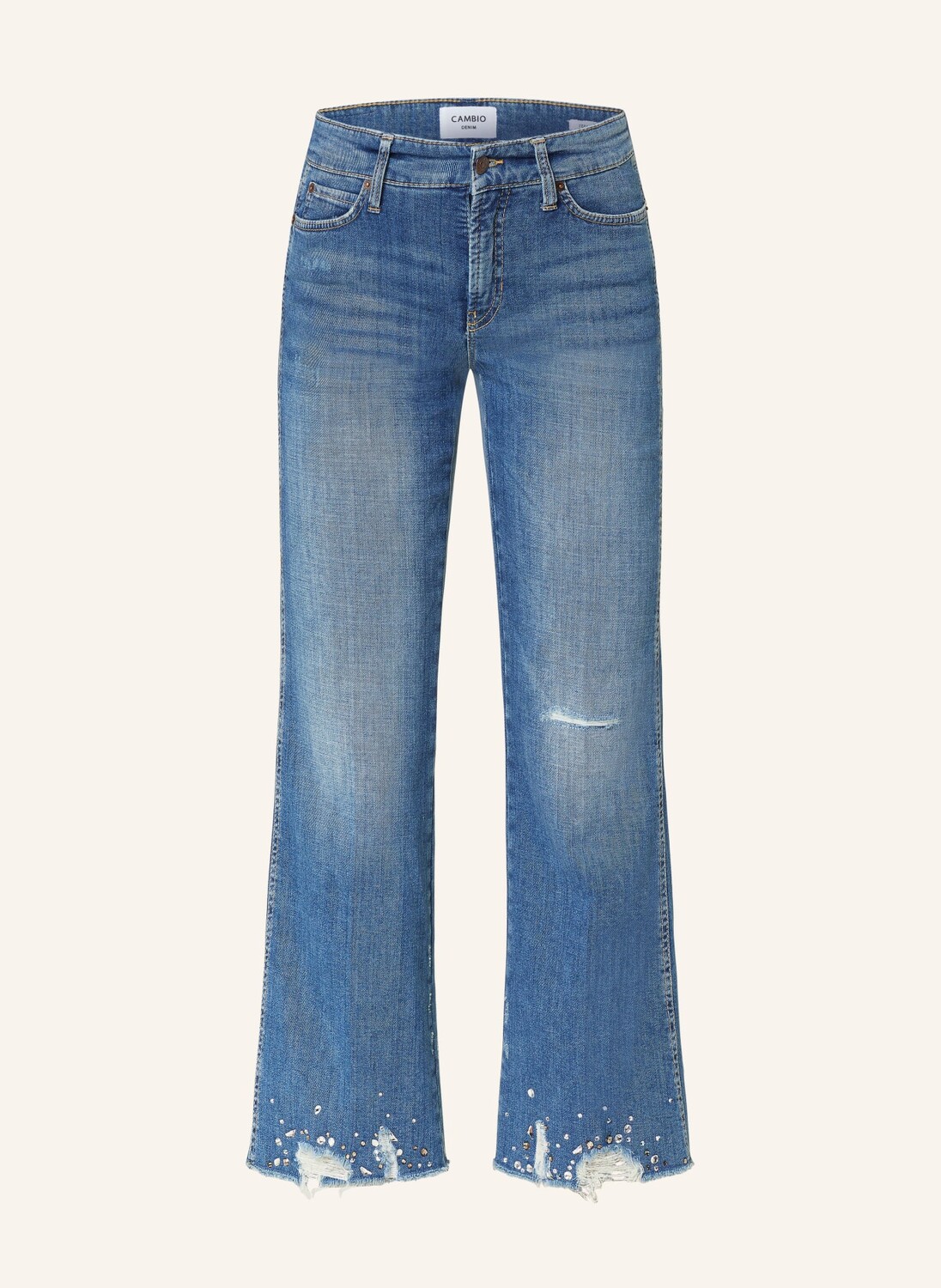 

Джинсы 7/8 francesca с драгоценными камнями CAMBIO, цвет 5214 vintage dark destroy hem