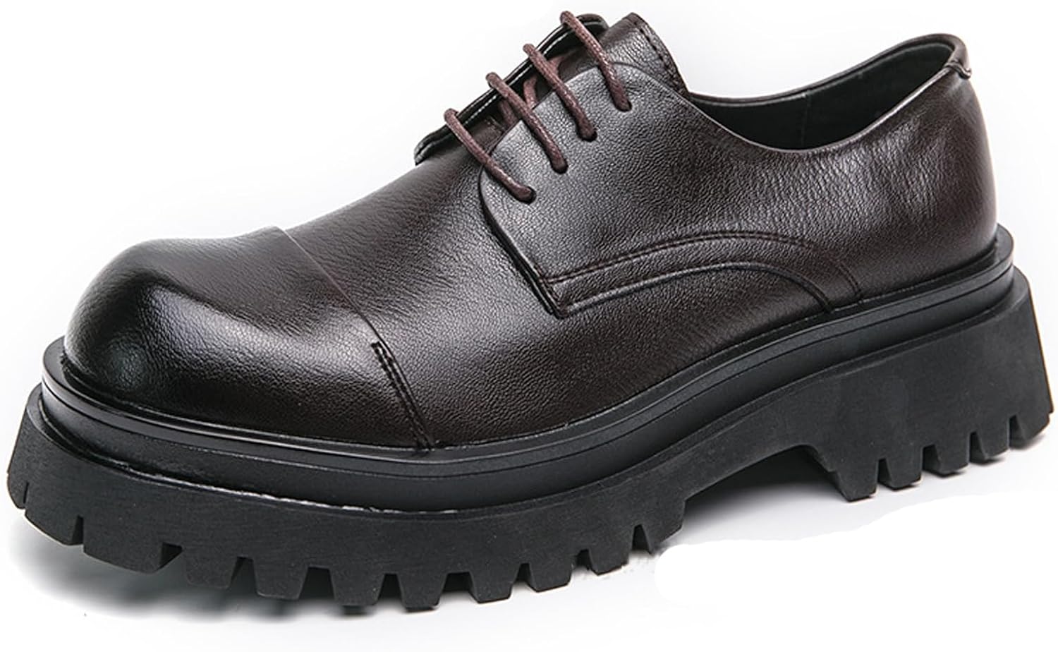 

Мужские кожаные броги-оксфорды на платформе с крыльями, ретро с круглым носком, подошва с протектором, нескользящие, с шнуровкой, деловые туфли, модные повседневные оксфорды Ghibhna, Brownb