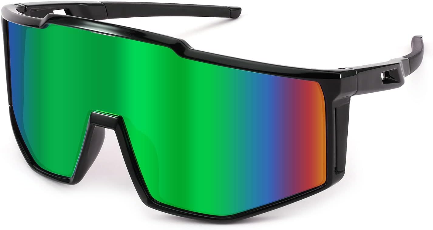 

Солнцезащитные очки Karsaer Vision Sports, обтекаемые, в стиле 80-х, с козырьком-щитком, бейсбольные солнцезащитные очки для детей, подростков, мальчиков и девочек 8-16 лет, Green Mirrord