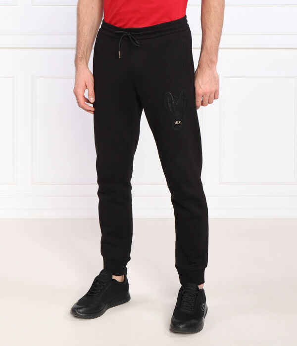 

Спортивные брюки Armani Exchange хлопковые с логотипом бренда, черный