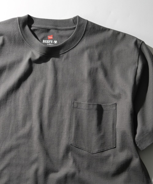 

Футболка с карманом, Beefy T-Shirt HANES, темно-серый