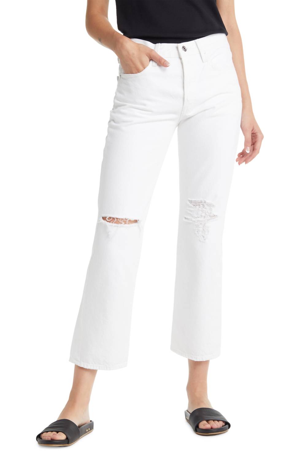 

Джинсы Kali Ankle Jeans белого цвета с потертостями EDWIN