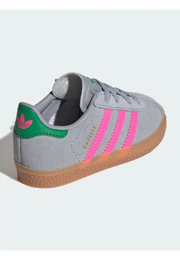 Детские туфли gazelle унисекс Adidas Originals, Halo Silver/Lucid Pink/Green — фото 4