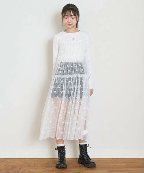 Платье из тюля с внутренней подкладкой Lovetoxic, Off white