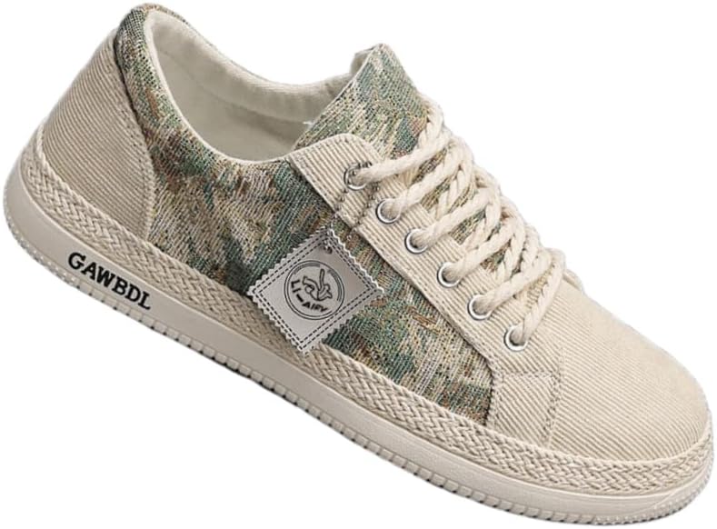 

Мужские повседневные кроссовки на шнуровке - стильные обувь из холста - подходят для поездок на работу, активного отдыха и ежедневного использования Fmshi, бежевый