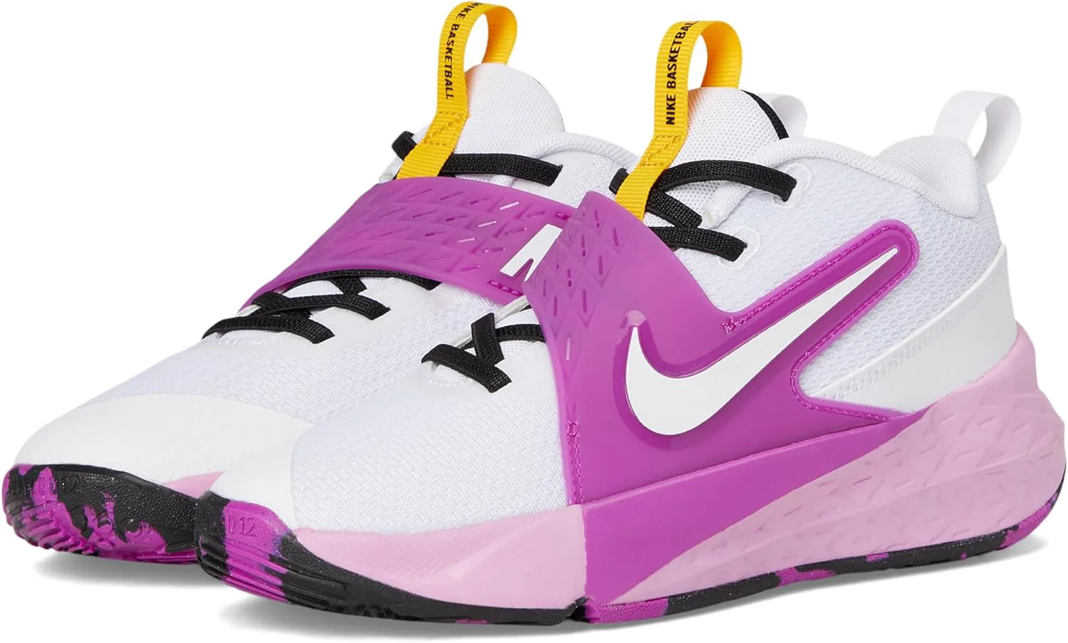 Nike детские кроссовки Team Hustle D 12 (для малышей), белый/золотой/ярко-фиолетовый