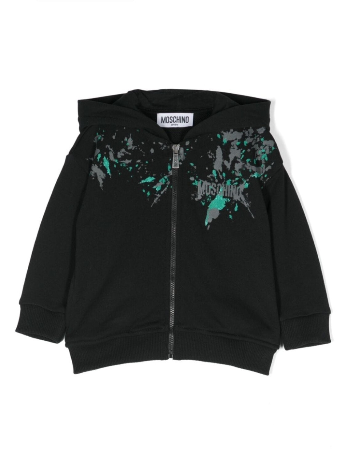 

Moschino Kids худи на молнии с логотипом, черный