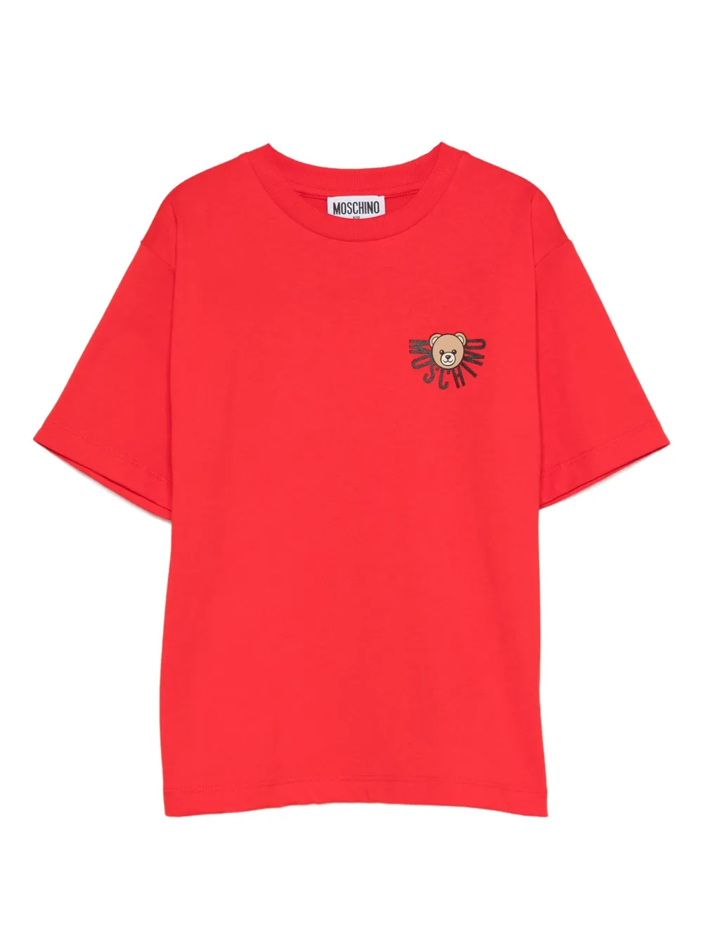 

Футболка из хлопка с принтом плюшевого мишки Moschino Kids, красный