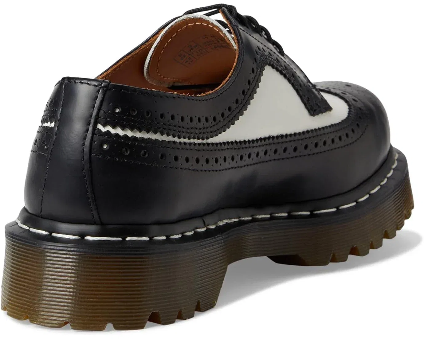 Мужские ботинки Dr Martens 3989 Brogue, черные с белым кожаным перфорацией, модель VER1522 — фото 4