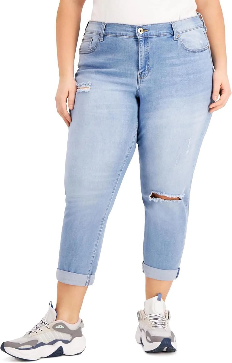 

Celebrity Pink трендовые плюс сайз джинсы Girlfriend с потертостями и манжетами