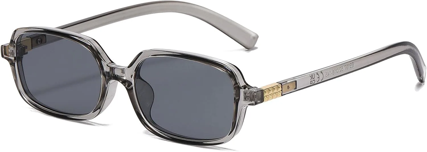 

Ретро прямоугольные солнцезащитные очки для женщин и мужчин, модные маленькие квадратные солнцезащитные очки в стиле 90-х. Винтажные очки YouthMall, Clear Grey/Grey