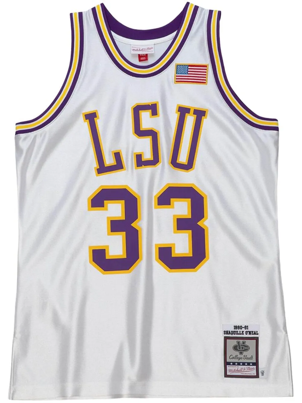 

Топ LSU Tigers 1990 Shaquille O'Neal NCAA Mitchell & Ness, белый