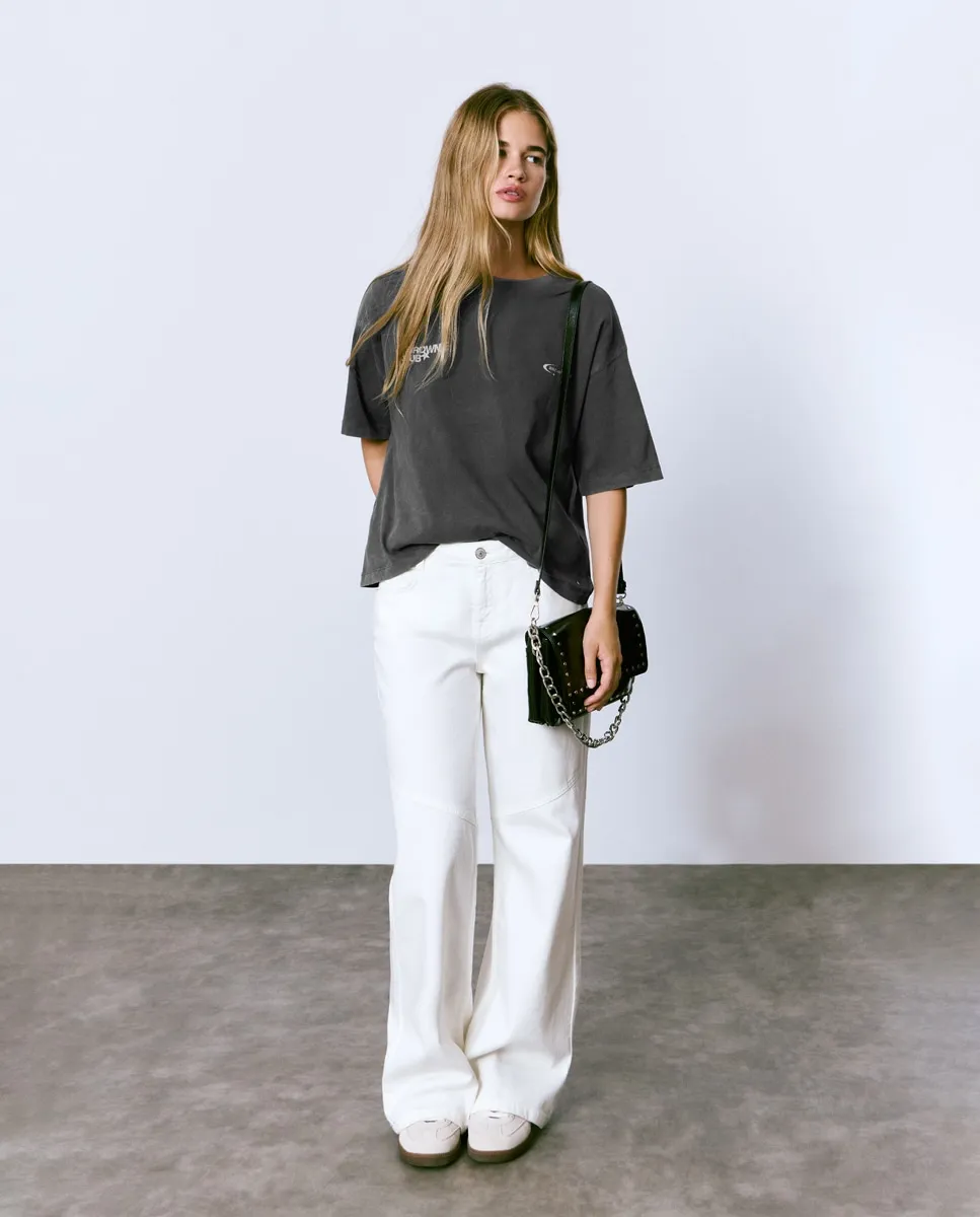 

Женские прямые брюки с звездами Brownie, светло-бежевый