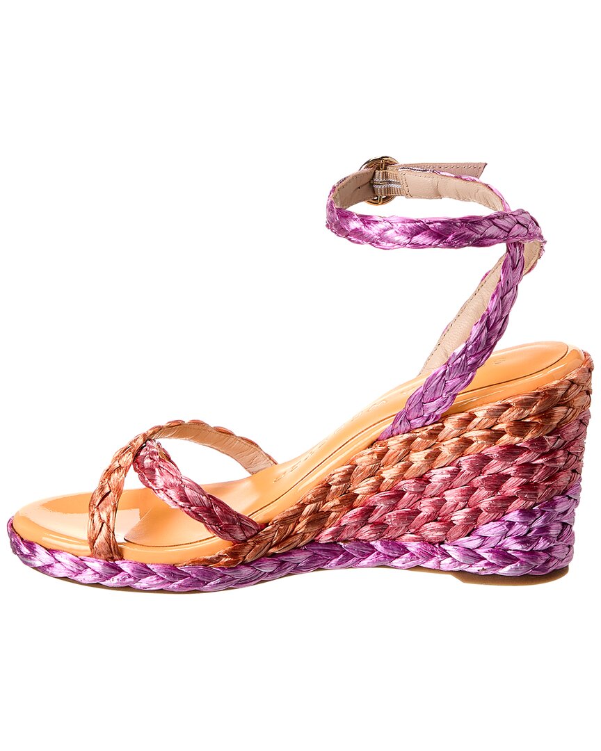 Sophia Webster Ines Mid Raffia & Leather Wedge Sandal, розовый — фото 2