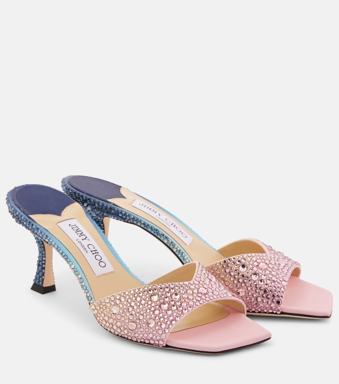 Атласные мюли Skye 70 с декором Jimmy Choo, Sunrise Mix