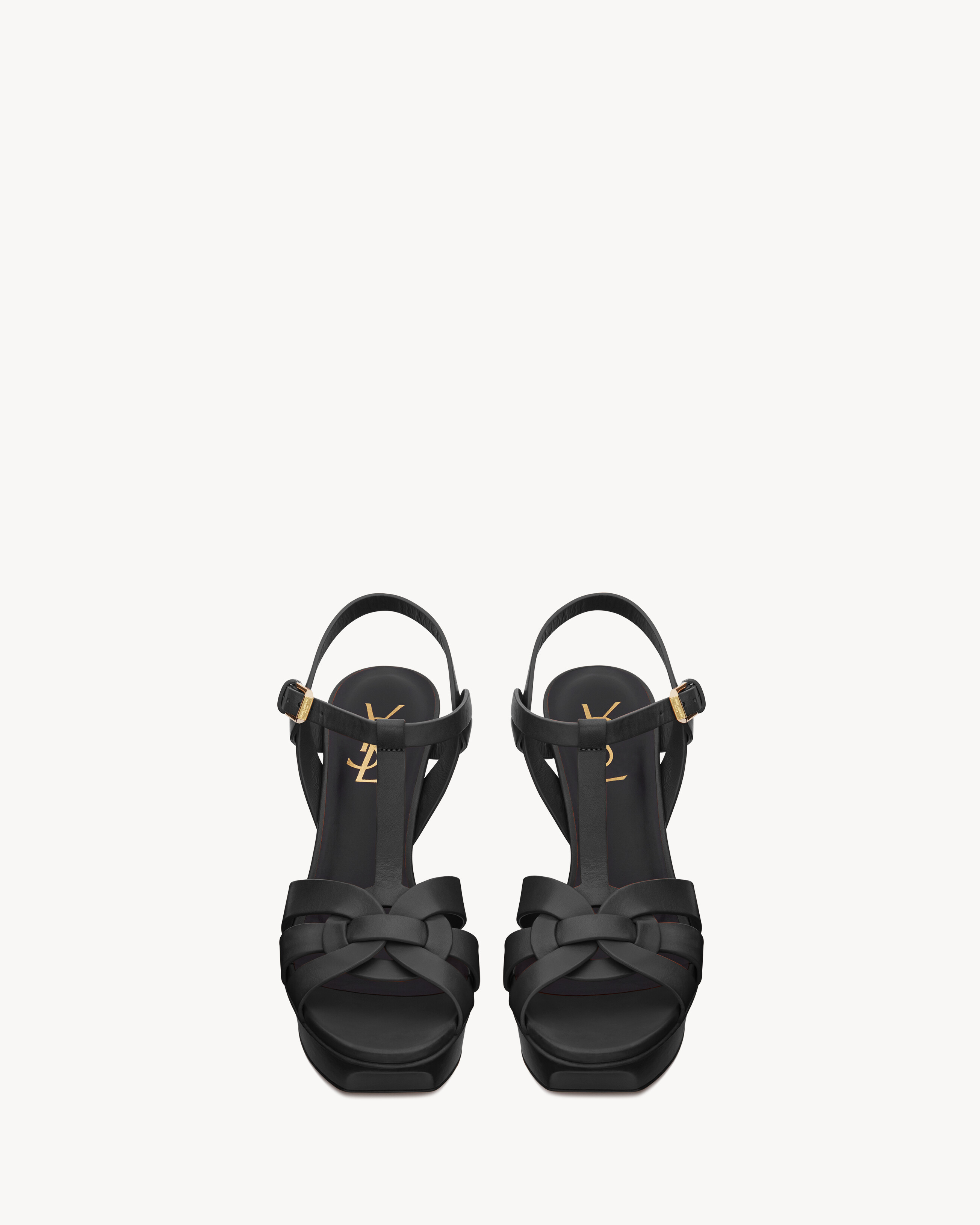 Босоножки на платформе TRIBUTE из гладкой кожи Saint Laurent, черный — фото 2