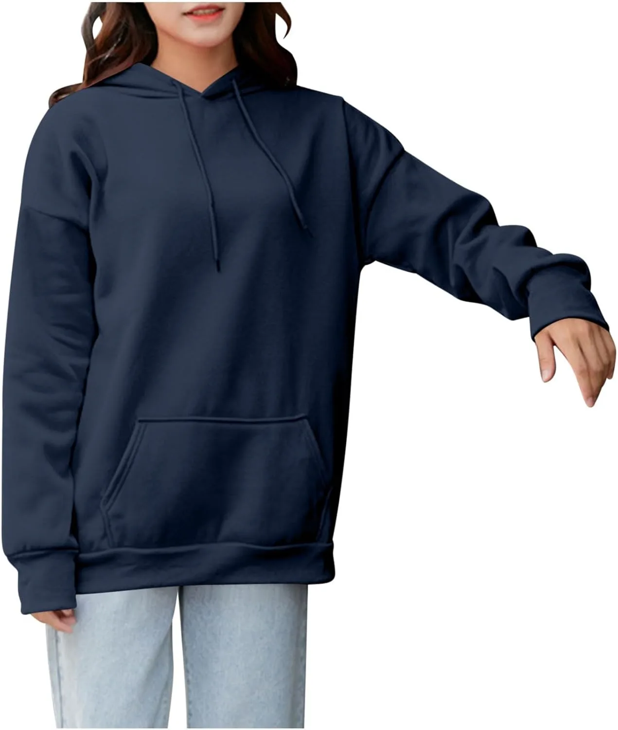 

Толстовка с капюшоном для женщин, длинный рукав, на шнурке, с карманом OTSANT