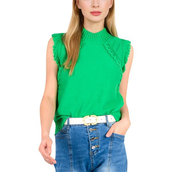 

Женский топ-свитер без рукавов с бахромой на плечах Anna-Kaci, Green