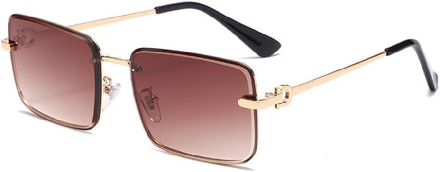 

Металлические маленькие солнцезащитные очки для женщин и мужчин, прямоугольные, в винтажном стиле хип-хоп, женские очки с защитой от УФ-излучения UV400 generic, Gradient Tea