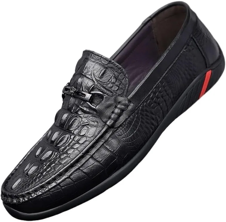 Лоферы мужские крокодиловая печать, без бренда, Black UOPYNE
