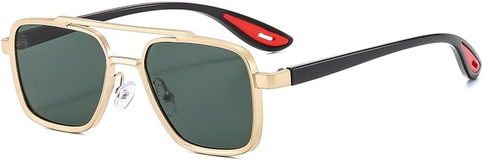 

Мужские солнцезащитные очки в стиле ретро с металлическими двойными перемычками, модные солнцезащитные очки с защитой от УФ-излучения UV400, женские солнцезащитные очки класса люкс TKKTLLT, Golden Dark Green