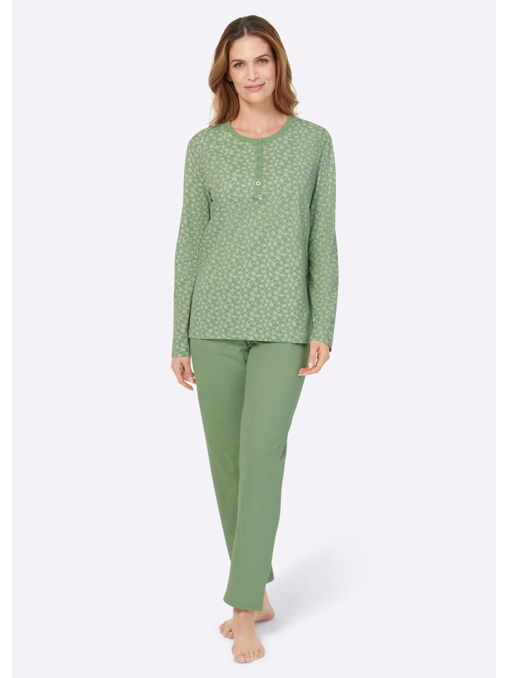 

WITT WEIDEN Пижама с принтом эвкалиптово-бежевого цвета