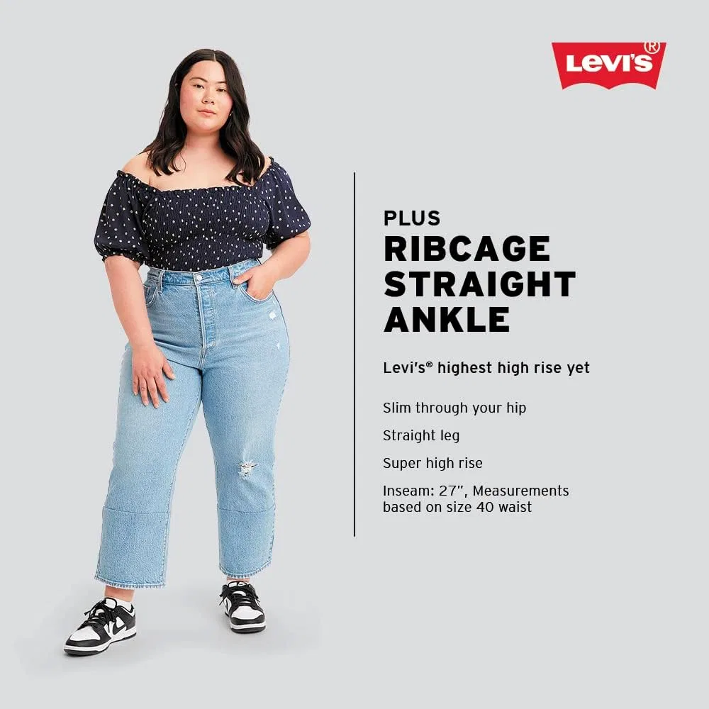 Levi's Women's Premium Plus Size Ribcage Straight Ankle джинсы, Valley View — фото 4