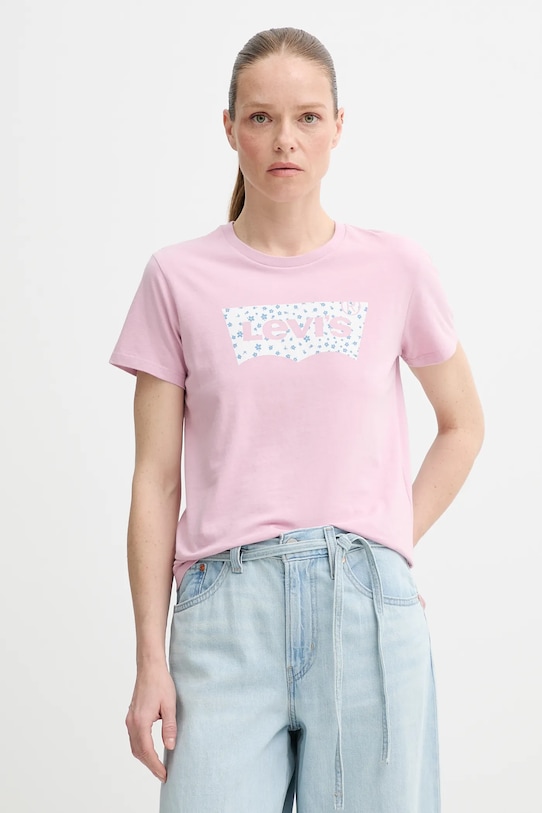 

Хлопковая футболка THE PERFECT TEE Levi'S, розовый