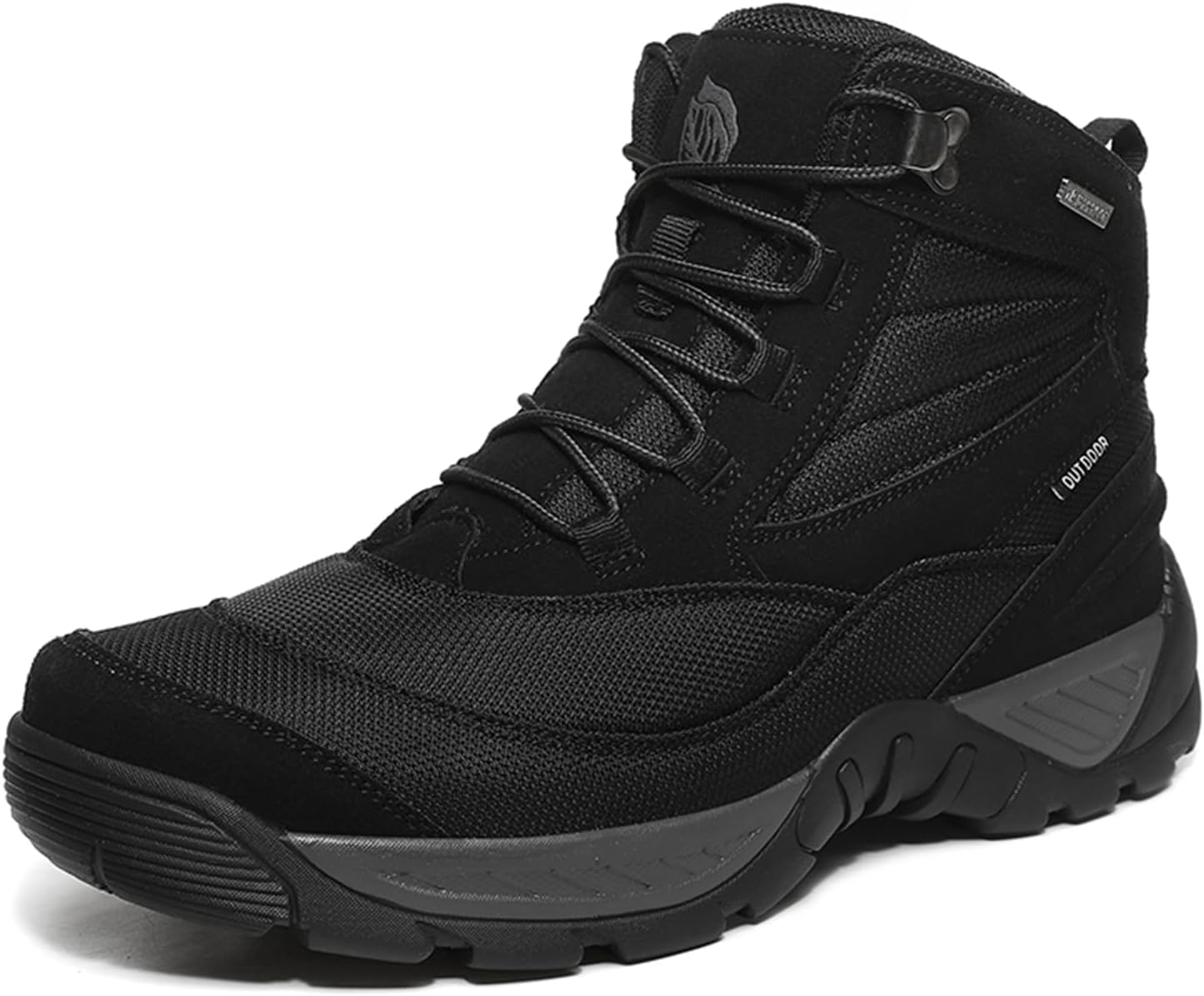 

Мужские дышащие кожаные ботинки среднего класса с сеткой, шнуровкой, военные тактические ботинки, легкие, мягкие, с удобной стелькой и поддержкой свода стопы, походные боевые ботинки для активного отдыха, походов и кемпинга Tengfeifly, черный