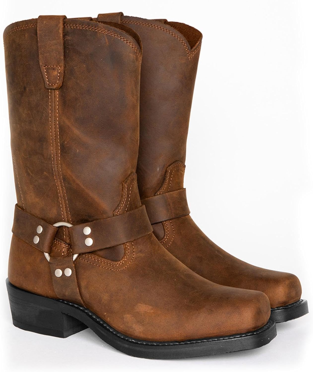 

Мужские байкерские ботинки JHTZXEEI, мужские с запряжкой, из телячьей кожи, мужские ботинки на молнии, мужские вестерн-ботинки из искусственной кожи, светло-коричневый