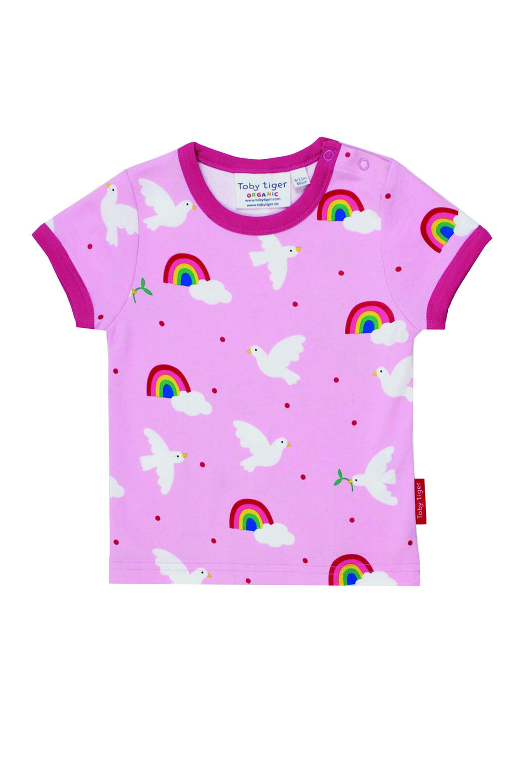 

Футболка Toby Tiger mit Friedenstauben Print, розовый