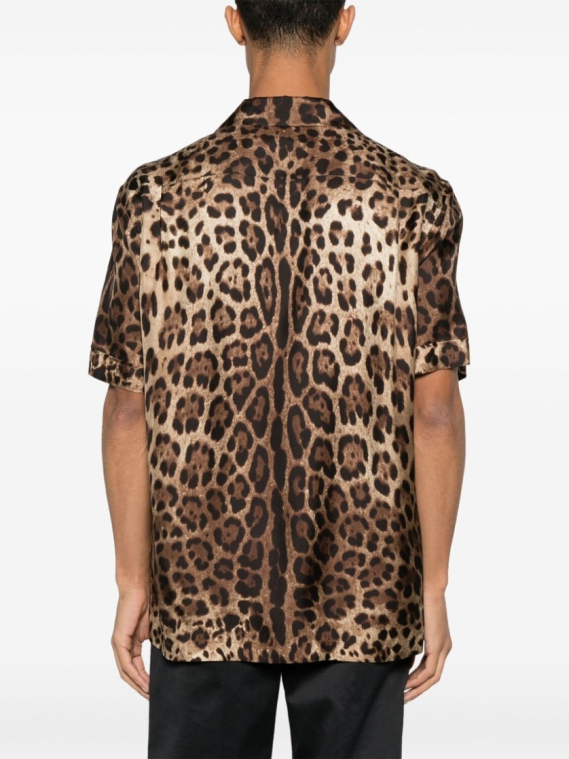 Dolce & Gabbana шелковая рубашка с леопардовым принтом, коричневый — фото 4