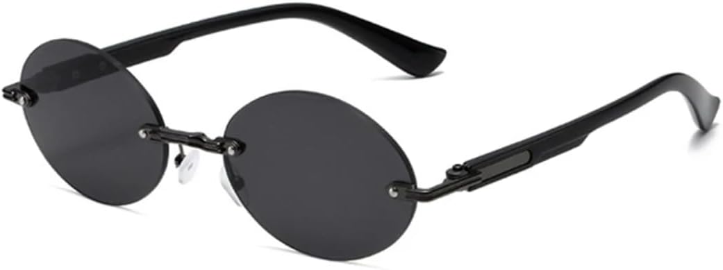 

Популярные овальные солнцезащитные очки для женщин и мужчин в стиле ретро, ​​без оправы, с прозрачными линзами с градиентом цвета океана, защитой от УФ-излучения UV400, в стиле панк UATXTAU, Gun Gray