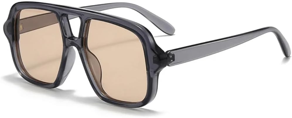 

Популярные модные мужские солнцезащитные очки с двойной перемычкой, винтажный панк, защита от УФ-излучения UV400, трендовые мужские солнцезащитные очки TVTBBVV, Grey Champagne