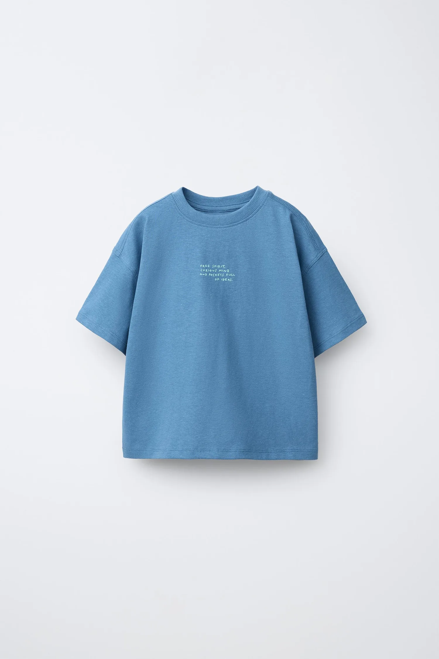 Zara Футболка из хлопка и льна с надписью