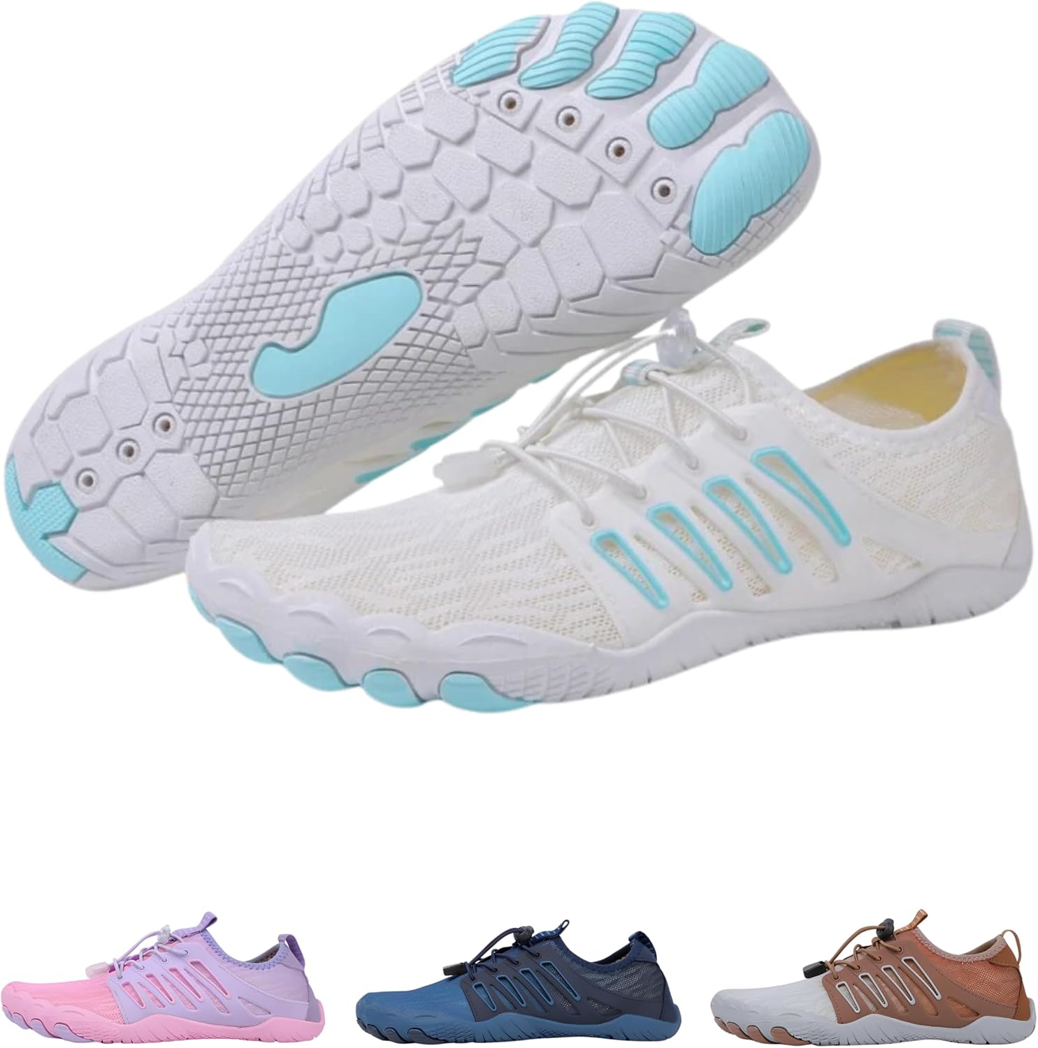 

Кроссовки Colson Pro Barefoot для мужчин и женщин - легкие, нескользящие, быстросохнущие минималистичные кроссовки с широким носком, поддержкой свода стопы и гибкой тонкой подошвой для ходьбы, бега и занятий в спортзале Hike Footwear, белый/сини...